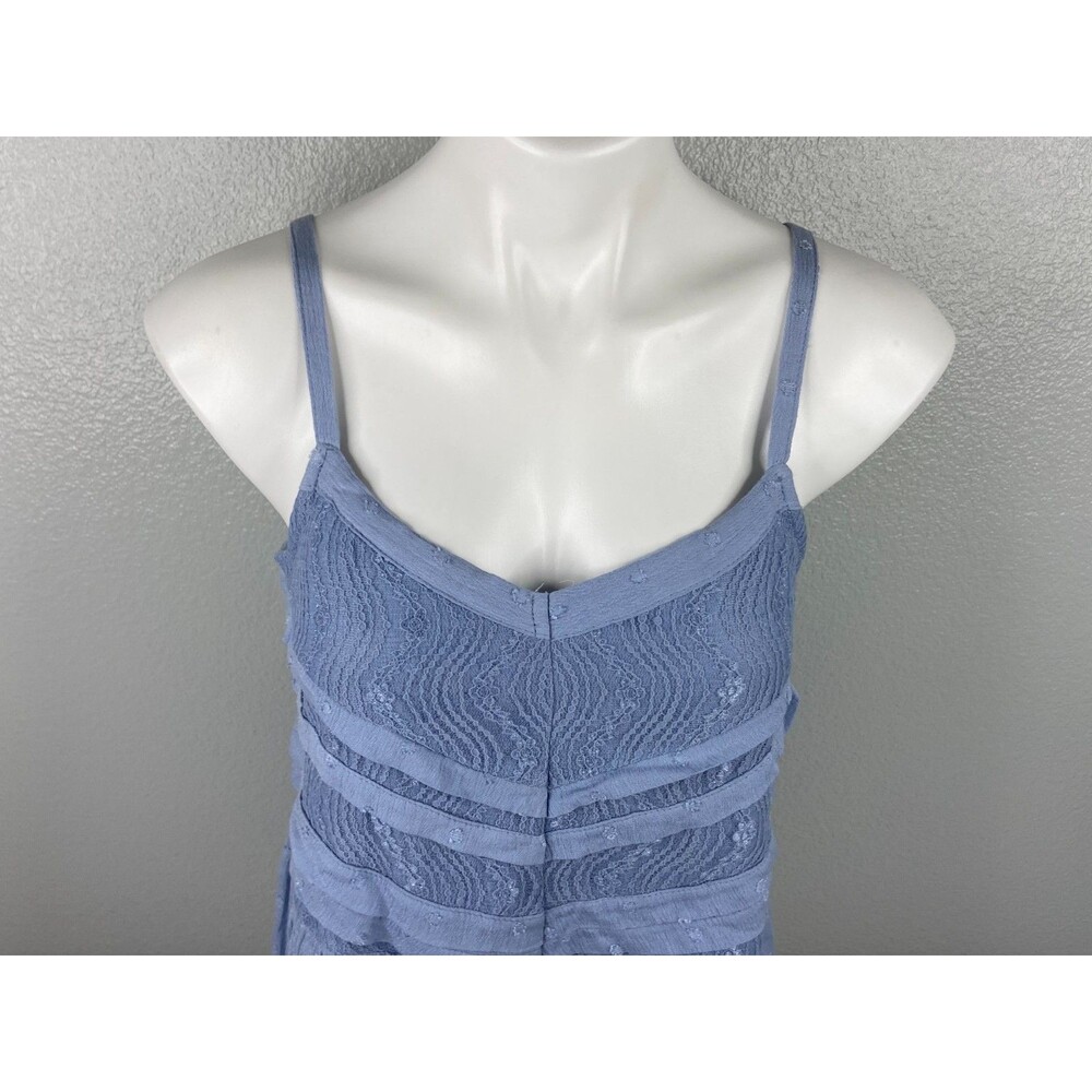 GiGiO Women Medium Blue Babydoll Top Semi Sheer Ribbed Strappy NWT - Picture 2 of 9
